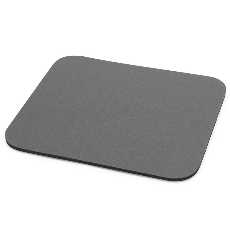 Tapis souris mousse tissu gris emballage suspendu