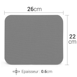 Tapis souris mousse tissu gris emballage suspendu