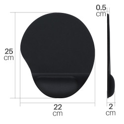 Tapis souris avec repose poignet Noir 25x22x2mm Blister Waytex