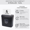 Destructeur de Documents Coupe Croisée 6 Feuilles Bac 12,5L