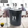 Destructeur de documents coupe croisée 10 Feuilles CD DVD bac de 21L