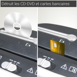 Destructeur de documents coupe croisée 10 Feuilles CD DVD bac de 21L