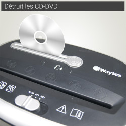 Destructeur de documents coupe croisée 10 Feuilles CD DVD bac de 21L