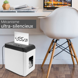 Destructeur de documents coupe croisée 5 Feuilles bac tiroir 8 litres