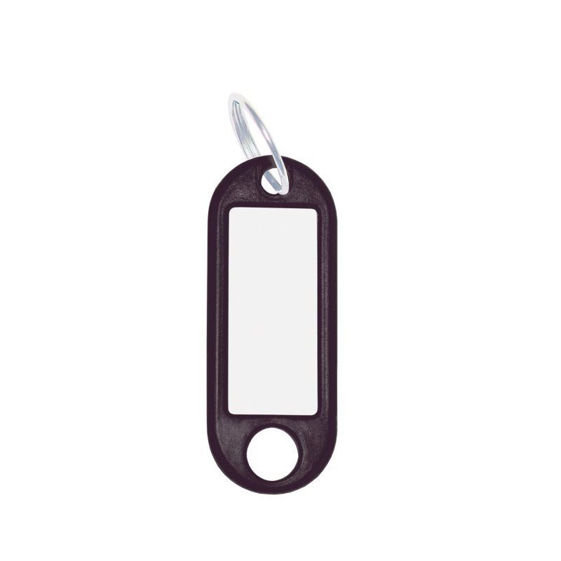 Porte-clés noir anneaux 18mm pack de 10