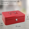 Caissette à monnaie 6 compartiments 250x180x90mm rouge