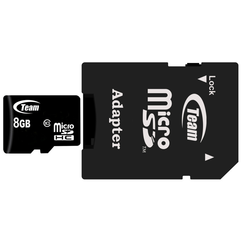 Carte mémoire microSDHC 8 Go Class10 avec adaptateur Team Group