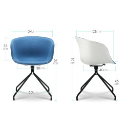 Siège ''ADANA FIXE'' coque Blanche tissu Bleu 