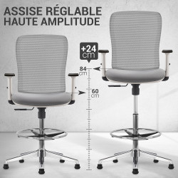 Siége Fauteuil de bureau Assis-Debout  SOKOR  Pieds fixes - Gris