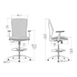 Siége Fauteuil de bureau Assis-Debout  SOKOR  Pieds fixes - Gris