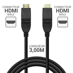 Cordon HDMI HighSpeed with Ethernet 1.4 A/A connect Or articulé 3.00m
