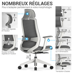 Fauteuil de bureau   KIRANA  Gris clair