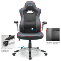 Fauteuil de bureau pied chrome  CENTAURE 