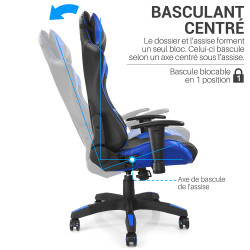 Fauteuil de bureau baquet RACING noir et bleu