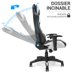 Fauteuil de bureau baquet RACING noir et blanc