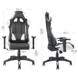 Fauteuil de bureau baquet RACING noir et blanc