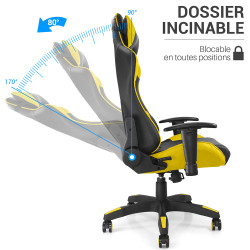 Fauteuil de bureau baquet RACING noir et jaune