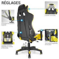 Fauteuil de bureau baquet RACING noir et jaune