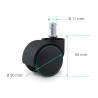 Roulette universelle pour fauteuil de bureau couleur noir 11/50mm