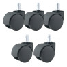 Jeu 5 roulettes universelles noires pour fauteuil de bureau 11/50 mm