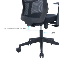 Vérin universel pour fauteuil de bureau course 100 mm noir Ø 50/28mm