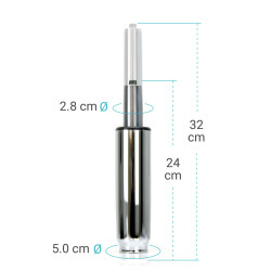 Vérin universel pour fauteuil de bureau course 80 mm chromé Ø 50/28mm