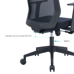 Vérin pour fauteuil de bureau course 80 mm Noir Ø 50/28mm