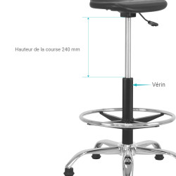 Vérin pour fauteuil de bureau course 240 mm Noir Ø 50/28mm