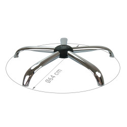 Pied fauteuil étoile 5 branches 320 mm acier chromé cache noir