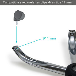 Pied fauteuil étoile 5 branches 320 mm acier chromé cache noir