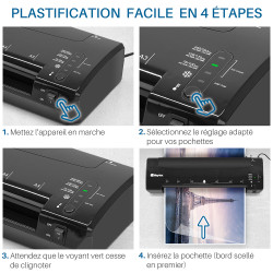 Plastifieuse PRO A3 A4 A5 A6 A7 à Chaud et Froid 2x150 mic temp régl