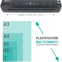 Plastifieuse A3 A4 A5 A6 A7  Rapide à Chaud et Froid jusqu'à 250 mic