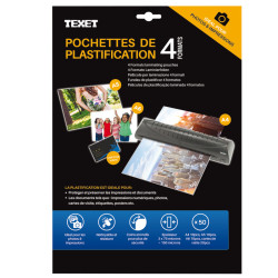 Feuilles de plastification 10xA4-10xA5-10xA6-20xCDV 150µ bte de 50
