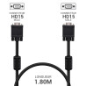 Cordon écran VGA HD 15 M/M Haute Qualité avec ferrites 1.80m