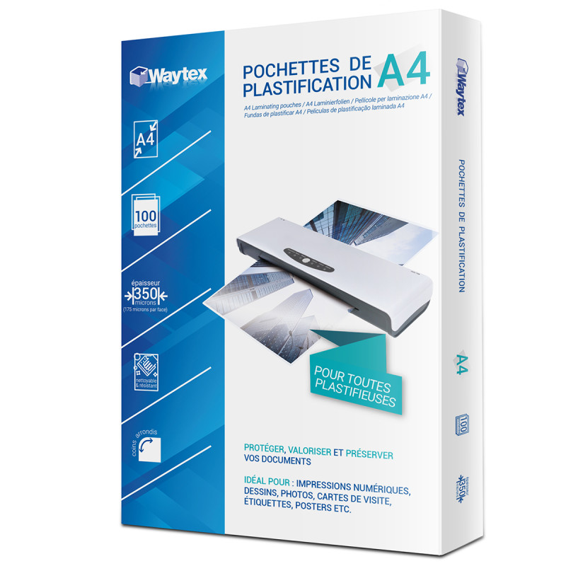Pochettes de plastification épaisses 175 micr./face A4 - Pack de 100