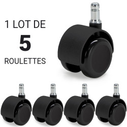Jeu de 5 roulettes auto-frein faut. chargé sol dur coul. noir 11/50mm