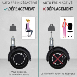 Jeu de 5 roulettes auto-frein faut. vide sol dur coul. noir 11/50mm