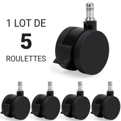 Jeu de 5 roulettes avec frein manuel tous sols dur 11/60mm