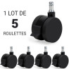 Jeu de 5 roulettes avec frein manuel tous sols dur 11/60mm