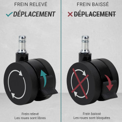 Jeu de 5 roulettes avec frein manuel tous sols dur 11/60mm