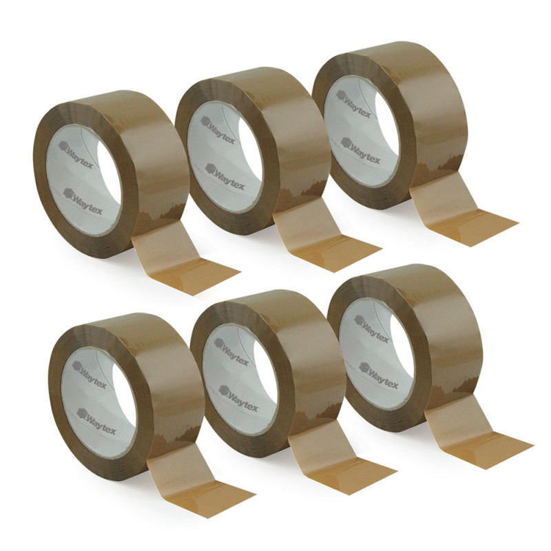 Pack de 6 rouleaux ruban adhésif MARRON polypro 50 mic 50mm x 66m 