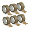 Pack de 6 rouleaux ruban adhésif MARRON polypro 50 mic 50mm x 66m 