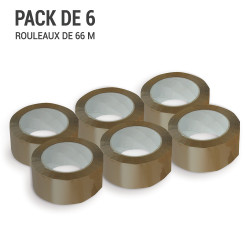 Pack de 6 rouleaux ruban adhésif MARRON polypro 50 mic 50mm x 66m 