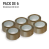 Pack de 6 rouleaux ruban adhésif MARRON polypro 50 mic 50mm x 66m 