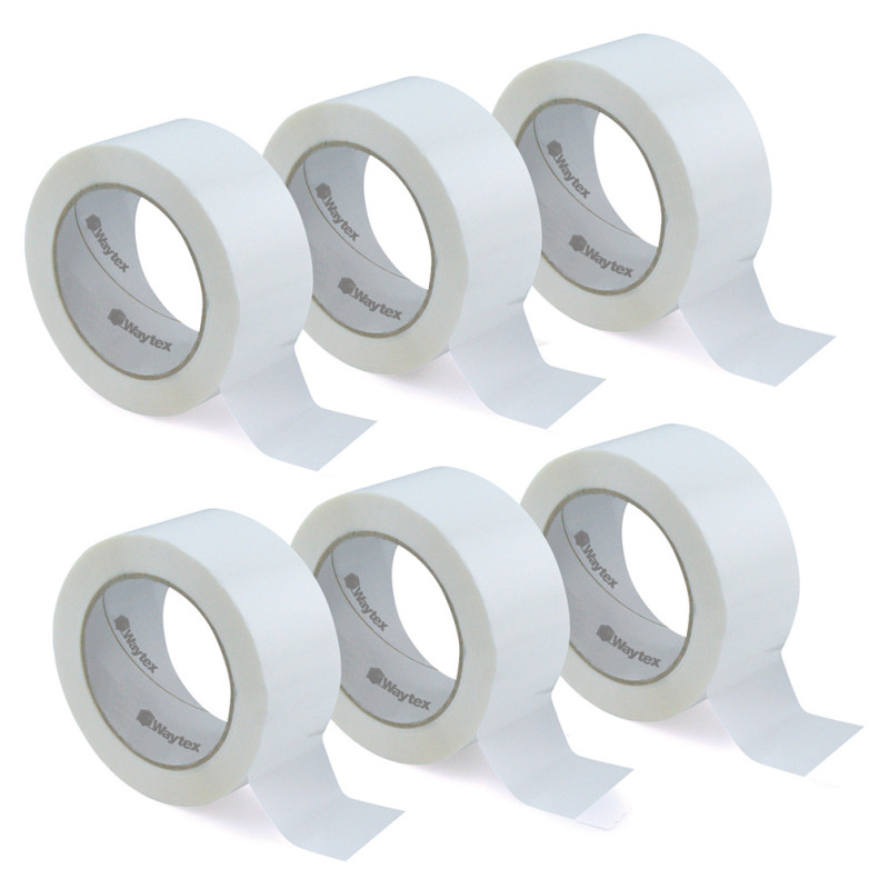Pack de 6 rouleaux ruban adhésif BLANC polypro 50 mic 50mm x 66m 