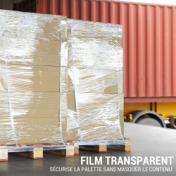 Film étirable transparent 23 microns long 150 à 200m étiré larg 400mm
