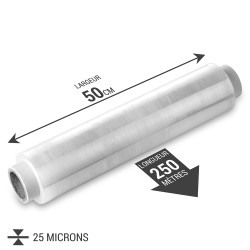 Film étirable transparent Pro 25 microns longueur 250m largeur 500mm
