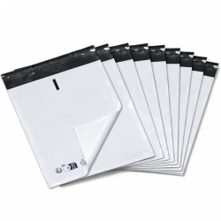 Enveloppe Plastique d'expédition blanche 120mic 15x20cm pack de 100