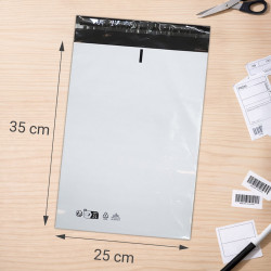 Enveloppe Plastique d'expédition blanche 120mic 25x35cm pack de 100