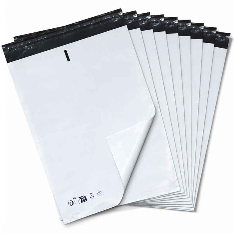Enveloppe Plastique d'expédition blanche 120mic 32x45cm pack de 100